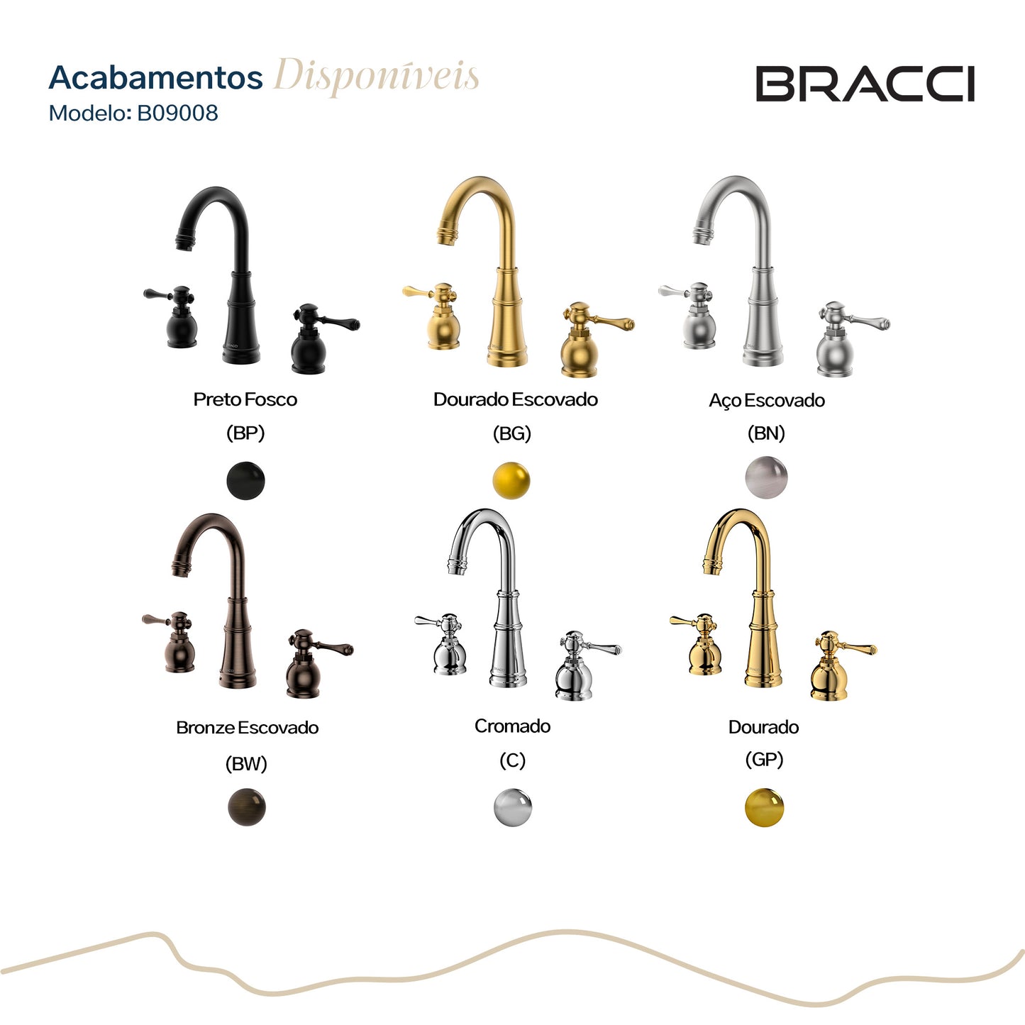 TORNEIRA DUPLO COMANDO Q/F ST CLAIRE DOURADO