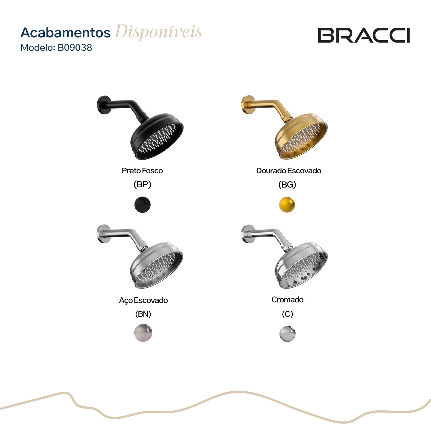 CHUVEIRO CLÁSSICO ST CLAIRE 6 POL PRETO