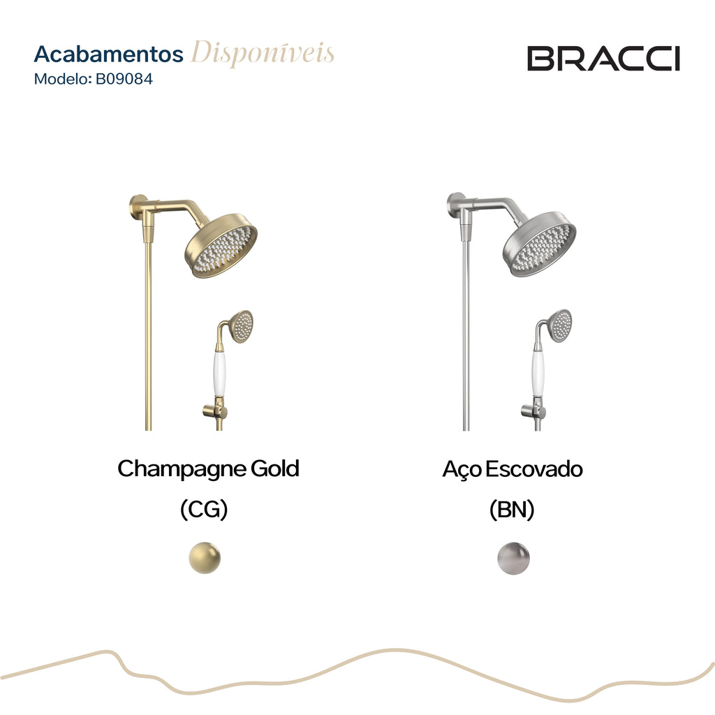 CHUVEIRO ST CLAIRE COM DESVIADOR CHAMPAGNE GOLD