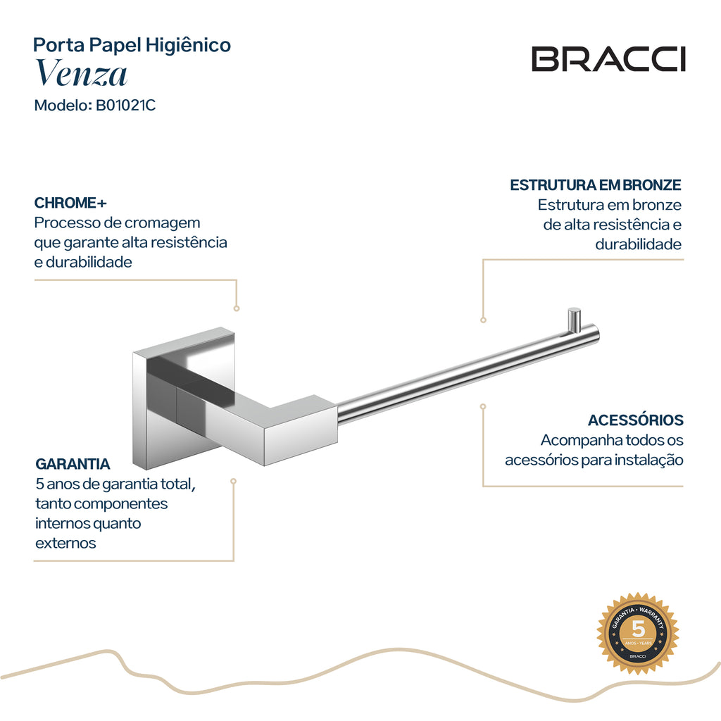 PORTA PAPEL HIGIÊNICO CROMADO VENZA