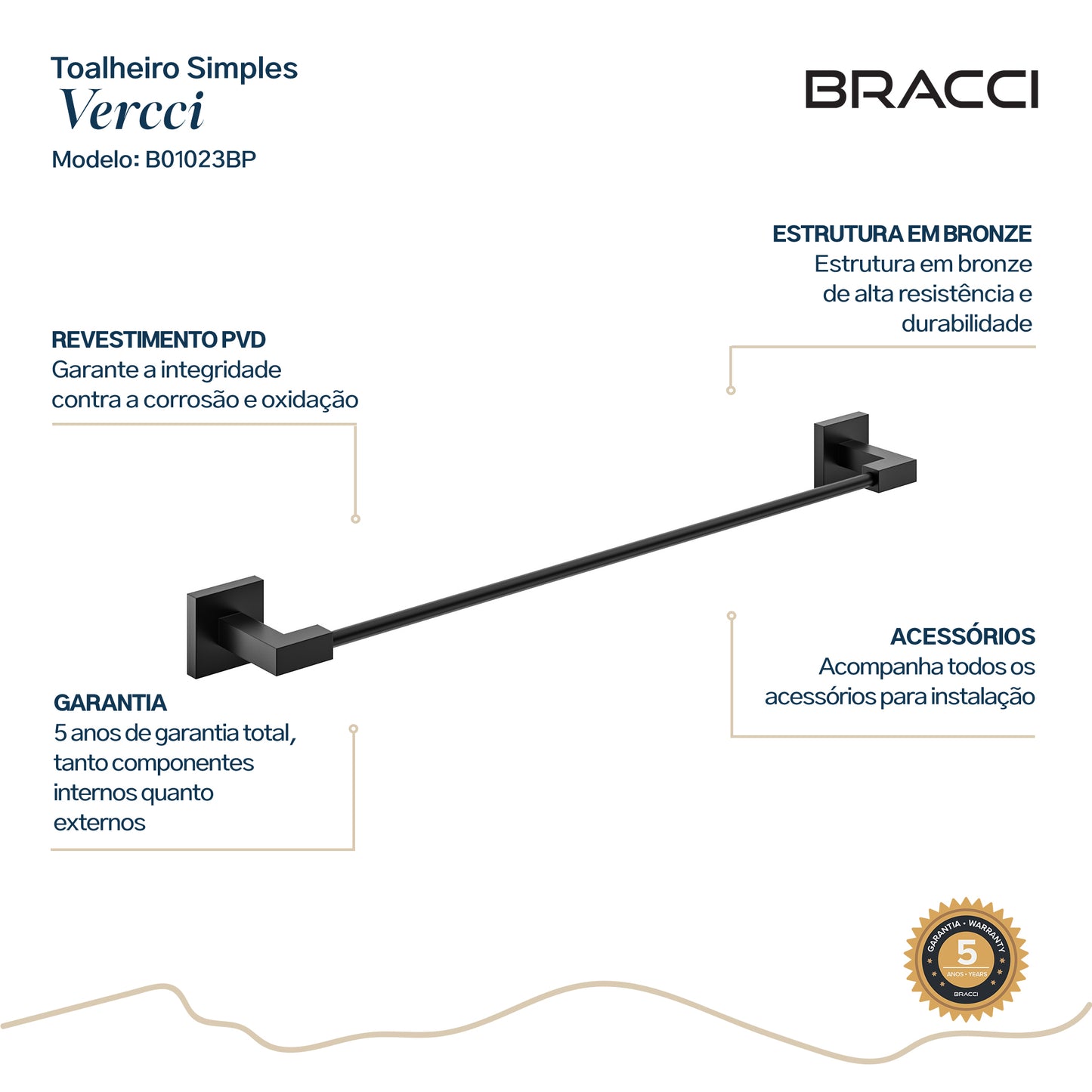 TOALHEIRO SIMPLES PRETO VERCCI