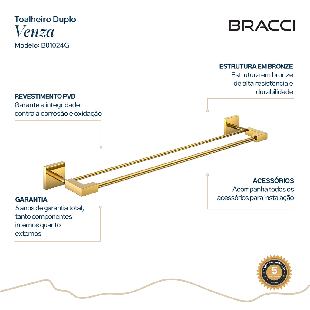 TOALHEIRO DUPLO DOURADO VENZA
