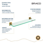 PRATELEIRA VIDRO DOURADO ESCOVADO VENZA