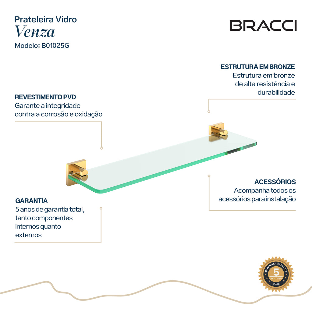 PRATELEIRA VIDRO DOURADO VENZA