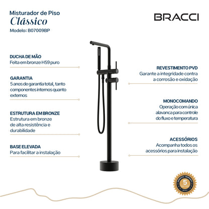 TORNEIRA MONOCOMANDO Q/F PARA BANHEIRAS PRETO