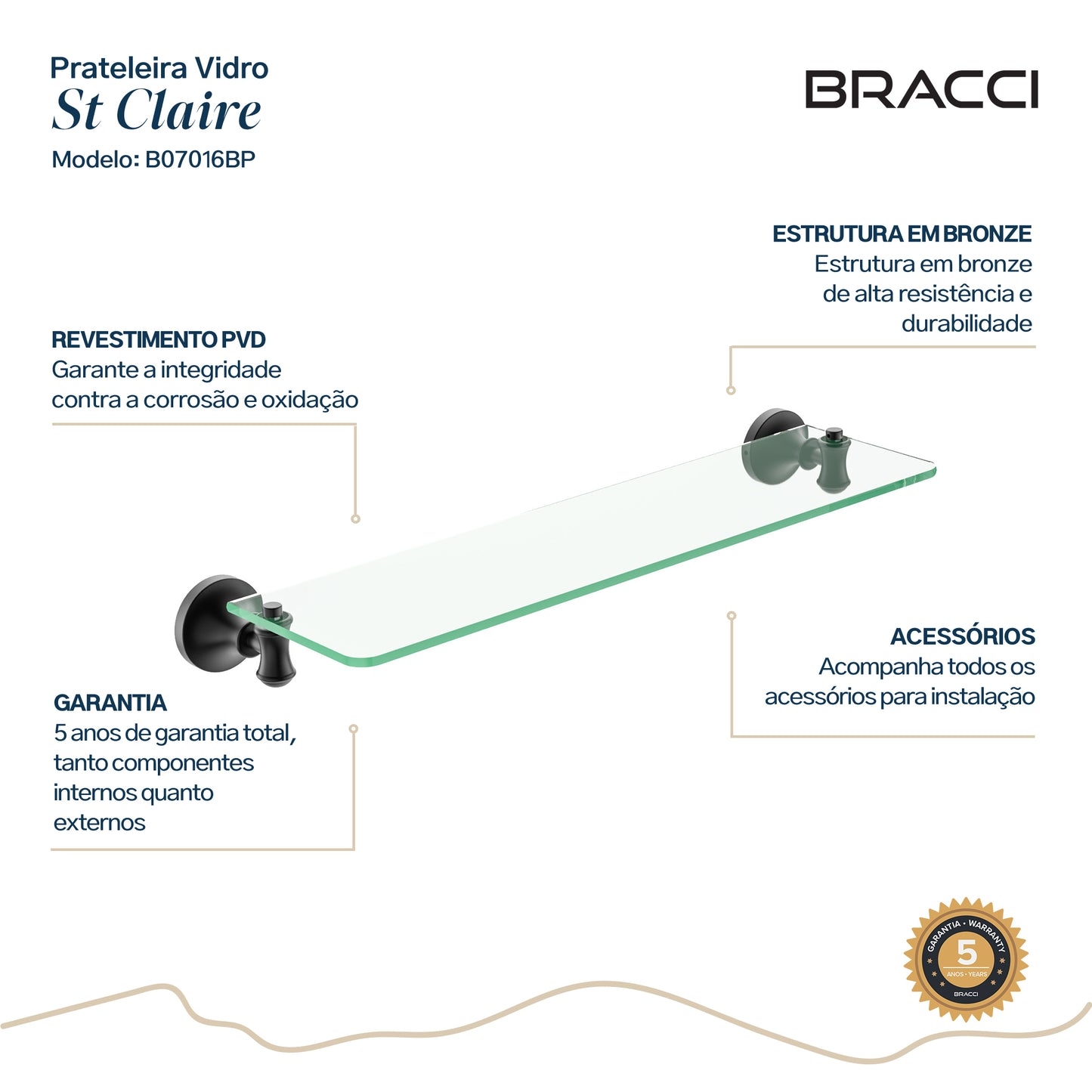 PRATELEIRA VIDRO PRETO