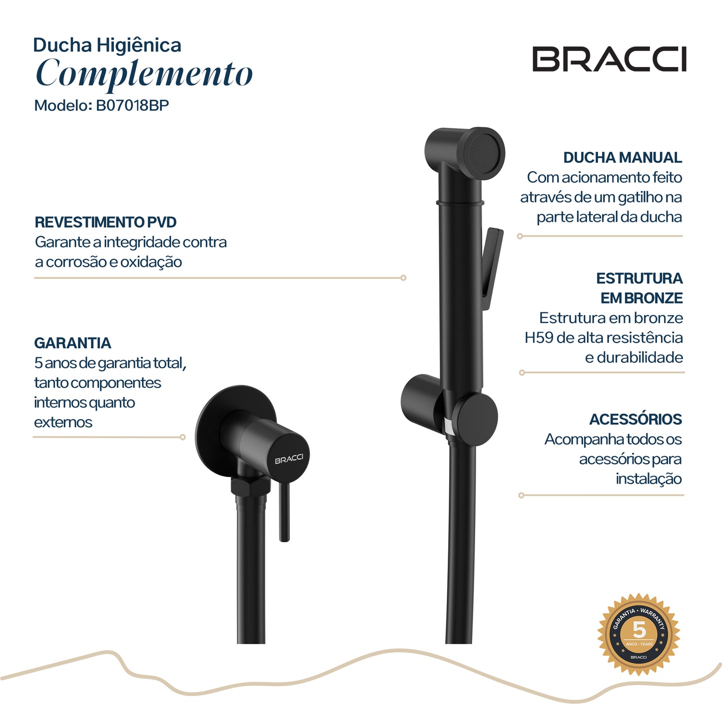 DUCHA HIGIÊNICA PRETO FOSCO