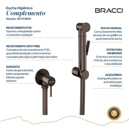 DUCHA HIGIÊNICA BRONZE ESCOVADO ÁGUA FRIA