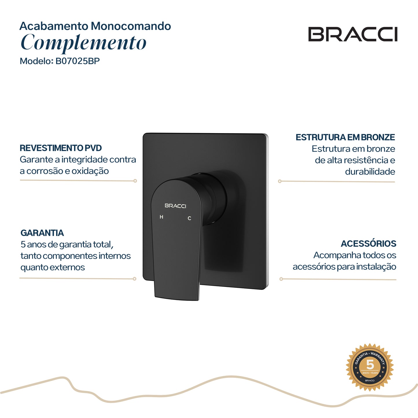 ACABAMENTO MONOCOMANDO DUCHA HIGIÊNICA PRETO FOSCO PVD