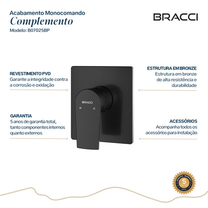 ACABAMENTO MONOCOMANDO DUCHA HIGIÊNICA PRETO FOSCO PVD