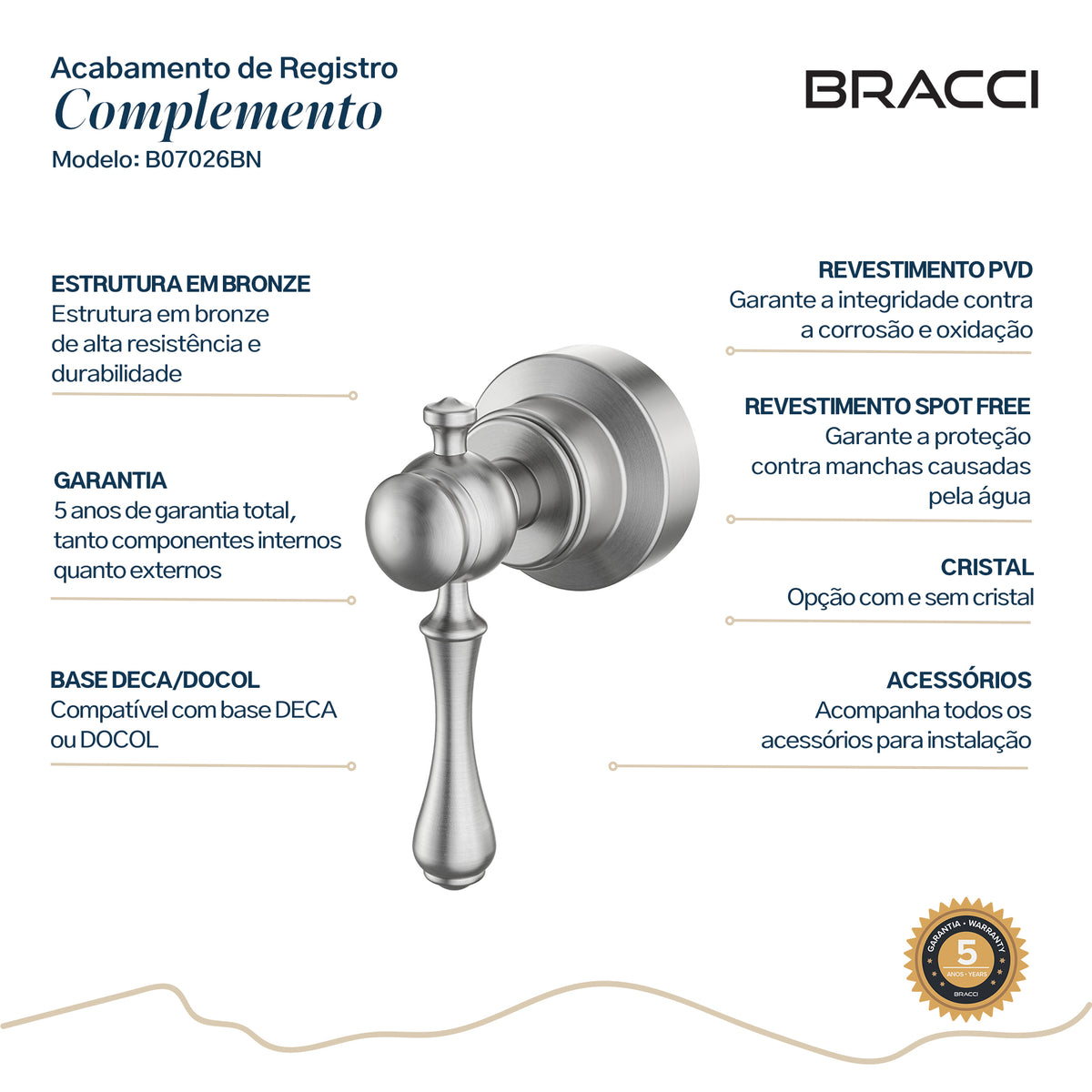 ACABAMENTO DE REGISTRO ST CLAIRE AÇO ESCOVADO