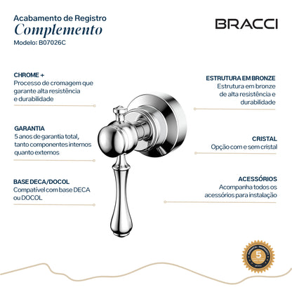 ACABAMENTO DE REGISTRO ST CLAIRE CROMADO