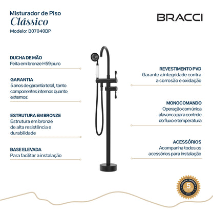 TORNEIRA MONOCOMANDO Q/F PARA BANHEIRAS PRETO