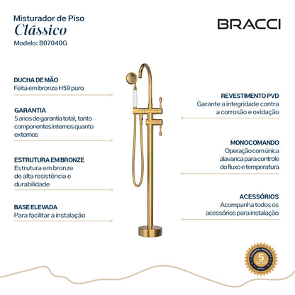 TORNEIRA MONOCOMANDO Q/F PARA BANHEIRAS DOURADO