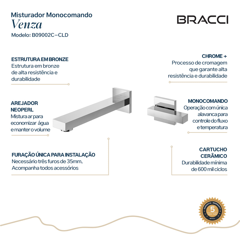 TORNEIRA ÁGUA FRIA PAREDE VENZA CROMADO