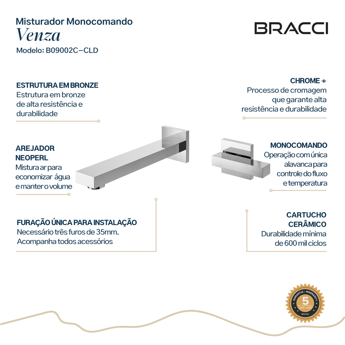 TORNEIRA ÁGUA FRIA PAREDE VENZA CROMADO