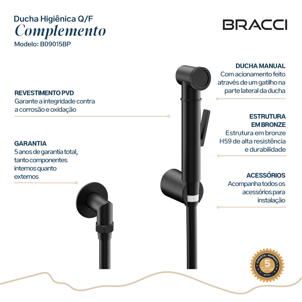 KIT DUCHA HIGIÊNICA QUENTE/FRIA PRETO