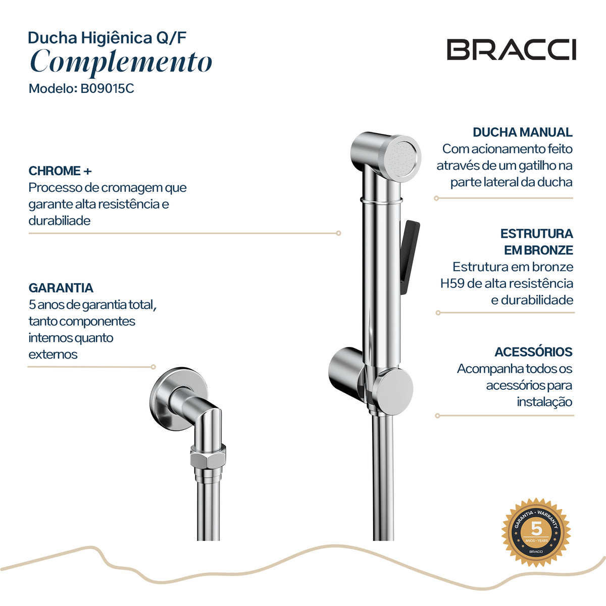 KIT DUCHA HIGIÊNICA QUENTE/FRIA CROMADO