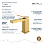 Torneira Monocomando Q/F Venza Dourado Escovado Baixa - Setas