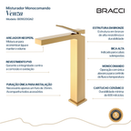 Torneira Monocomando Q/F Venza Dourado Alta Nanotecnologia - Setas