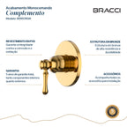 ACABAMENTO MONOCOMANDO CHUVEIRO CLÁSSICO DOURADO NANOTECNOLOGIA