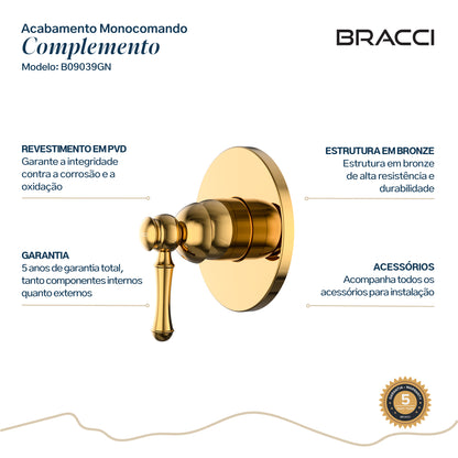 ACABAMENTO MONOCOMANDO CHUVEIRO CLÁSSICO DOURADO