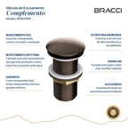 VÁLVULA DE ESCOAMENTO BRONZE ESCOVADO COM LADRÃO