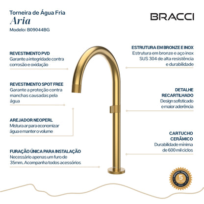 TORNEIRA ÁGUA FRIA ARIA DOURADO ESCOVADO