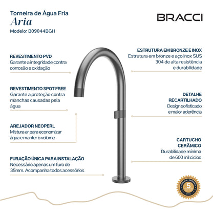 TORNEIRA ÁGUA FRIA ARIA GRAFITE ESCOVADO