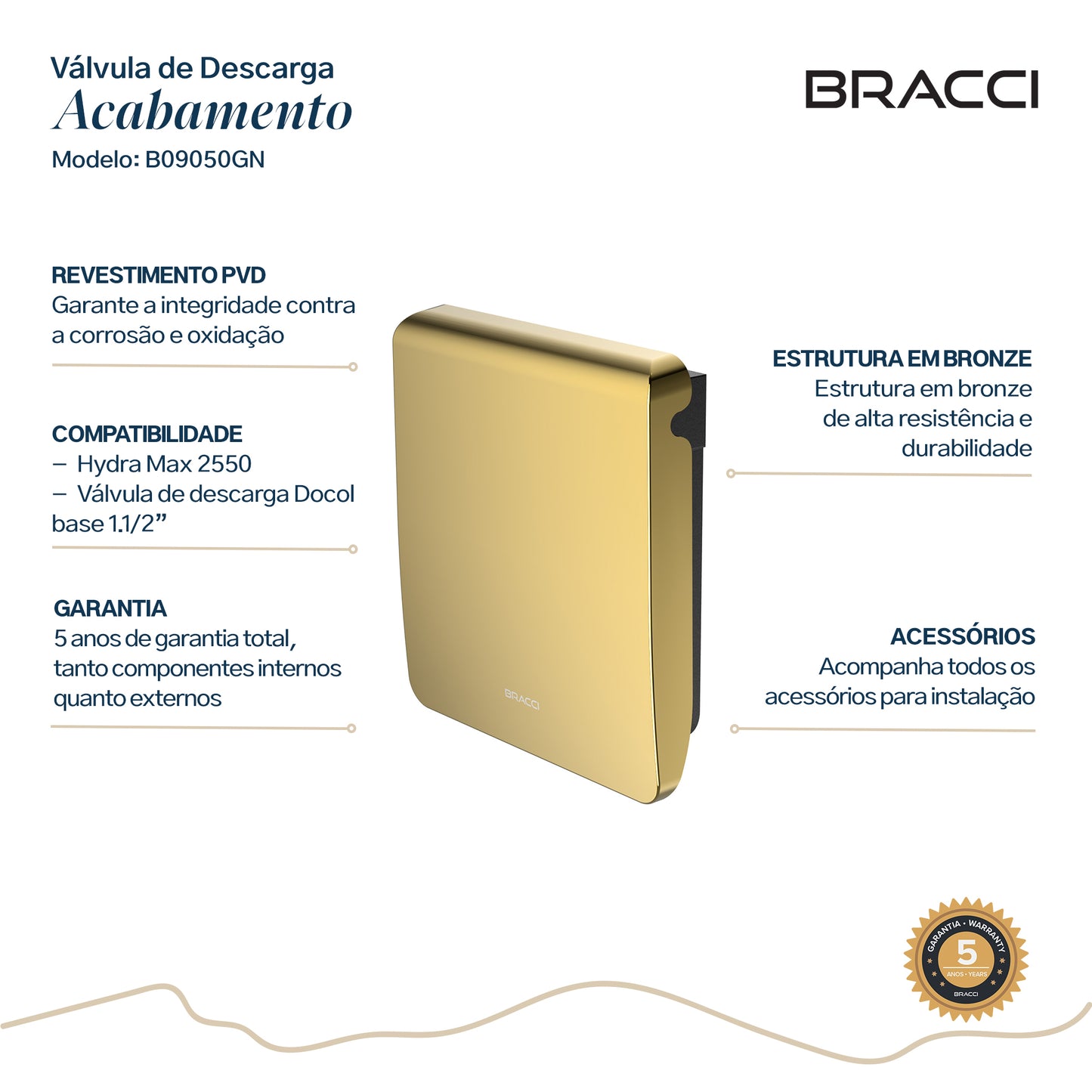 ACABAMENTO DE VALVULA DESCARGA HYDRA/DOCOL DOURADO NANOTECNOLOGIA