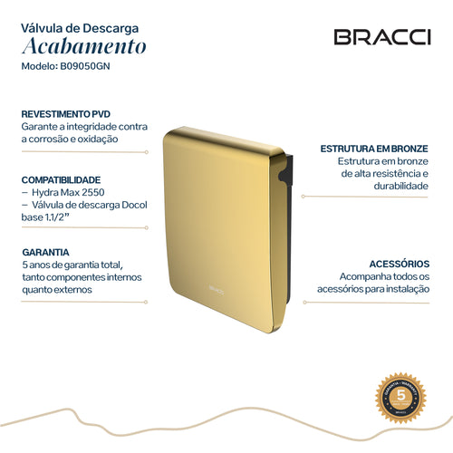 ACABAMENTO DE VALVULA DESCARGA HYDRA/DOCOL DOURADO NANOTECNOLOGIA