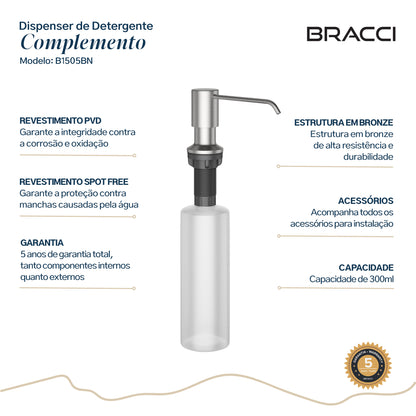 Dispenser de Detergente Aço Escovado