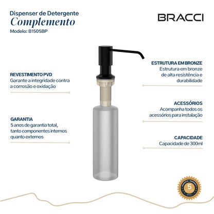 DISPENSER DE DETERGENTE PRETO FOSCO