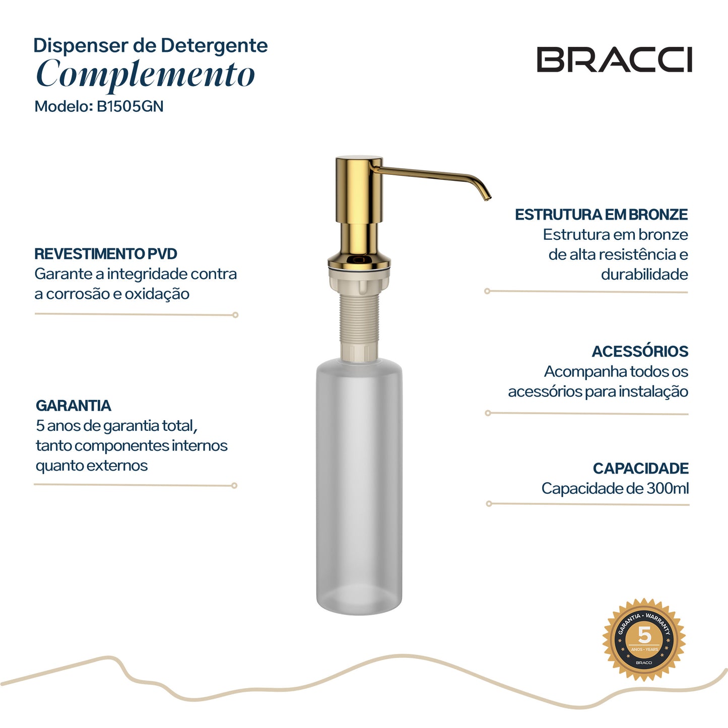 DISPENSER DE DETERGENTE DOURADO