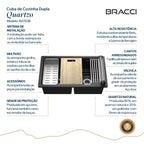 CUBA DE COZINHA DUPLA QUARTZO  79CM
