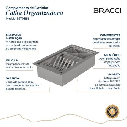 CALHA ORGANIZADORA AÇO ESCOVADO