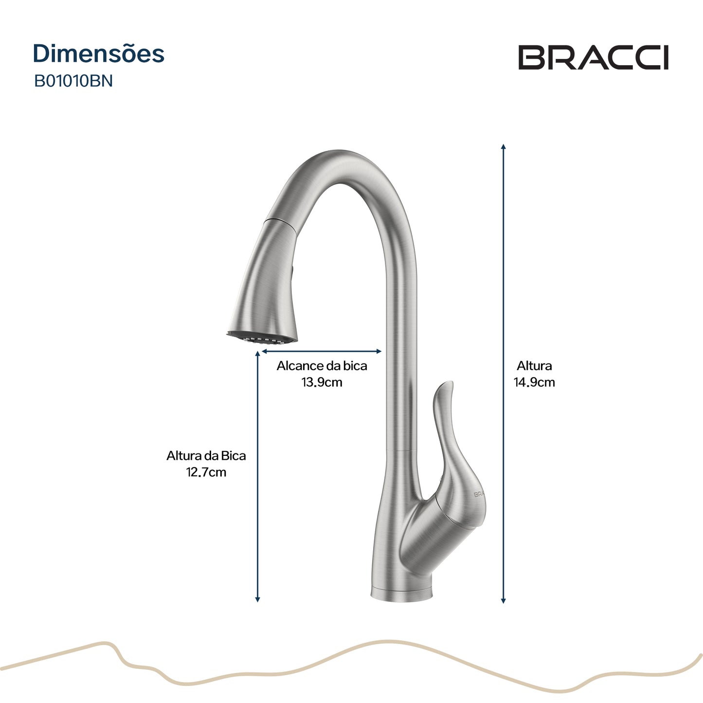TORNEIRA MONOCOMANDO Q/F ST LOUISE AÇO ESCOVADO