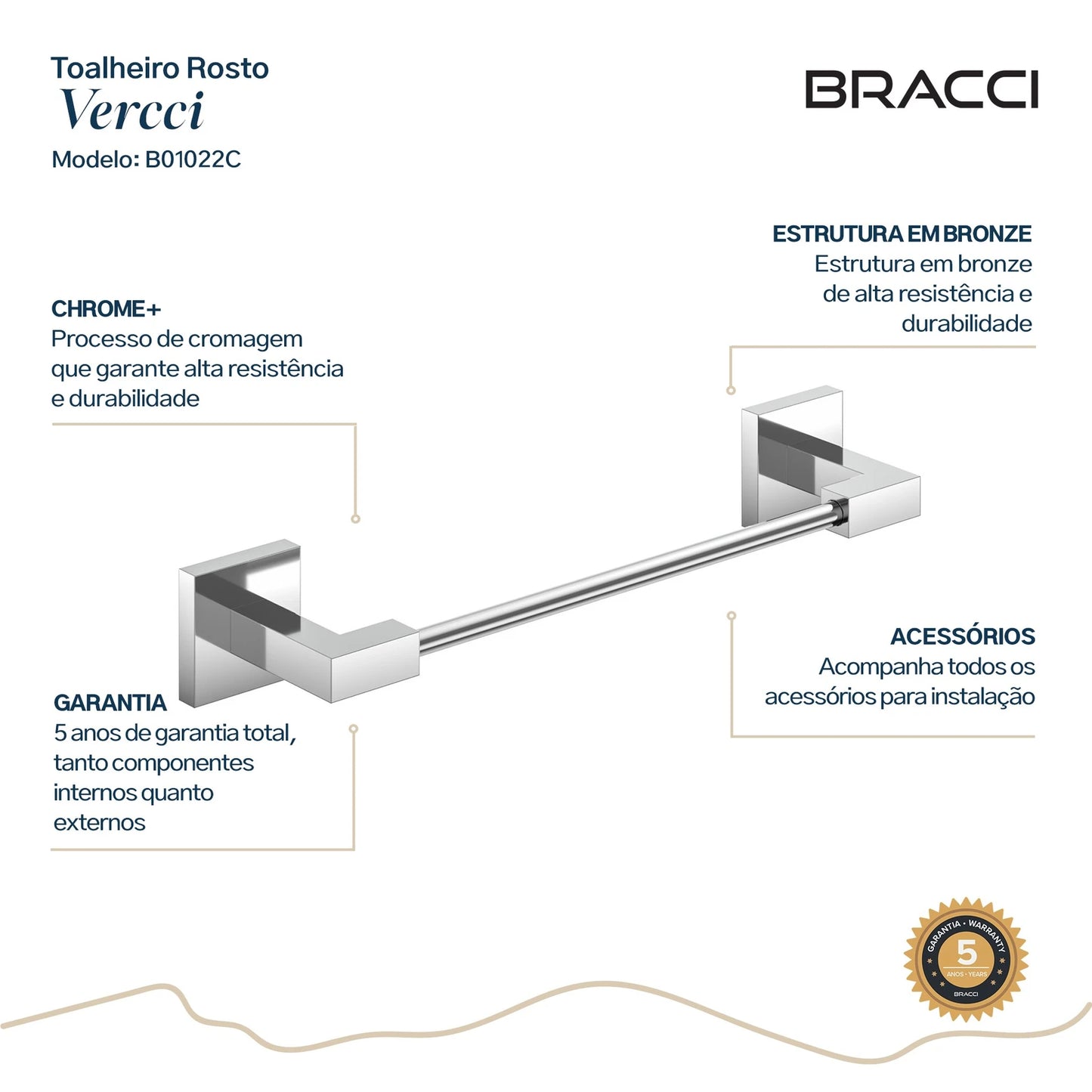 TOALHEIRO ROSTO CROMADO VERCCI