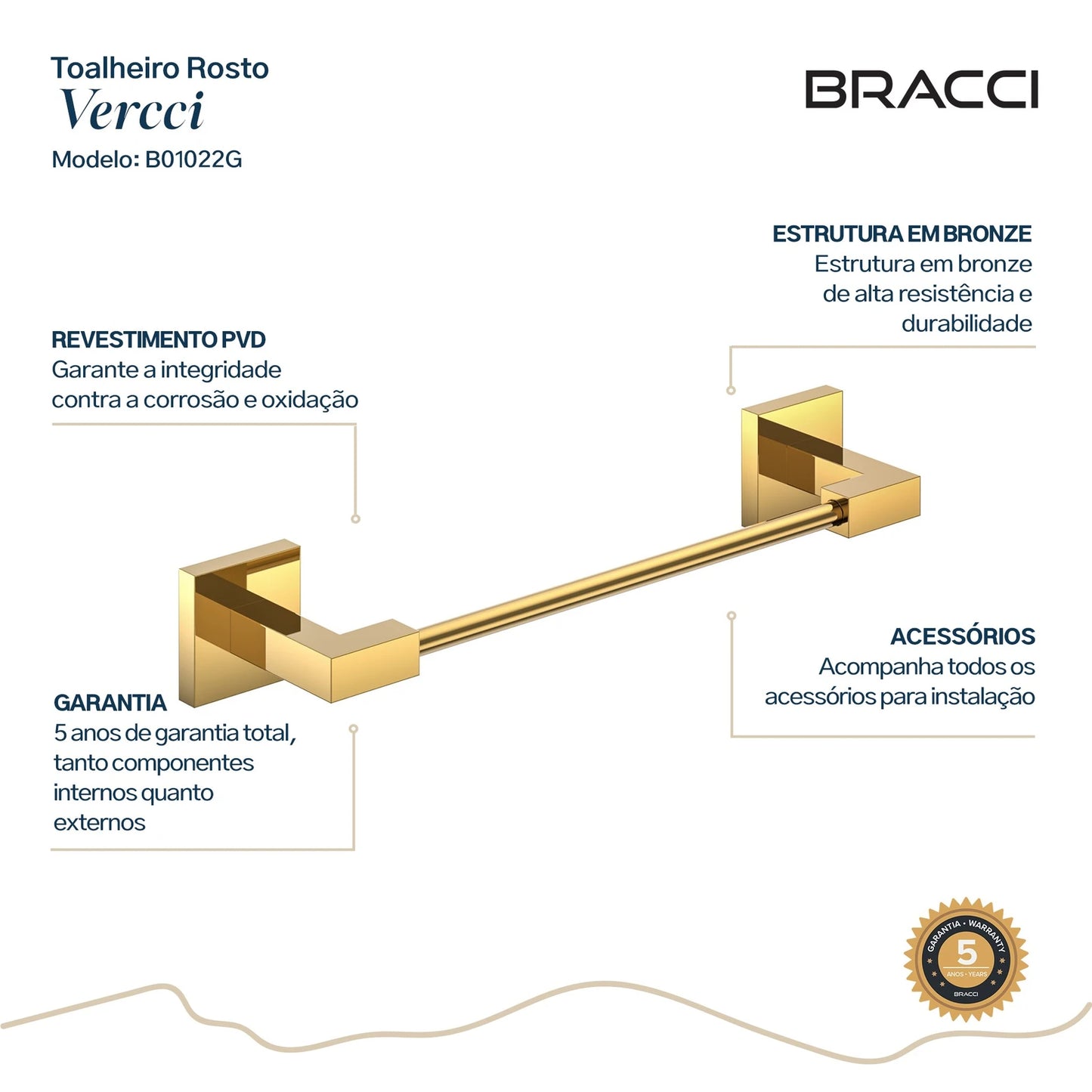 TOALHEIRO ROSTO DOURADO VERCCI