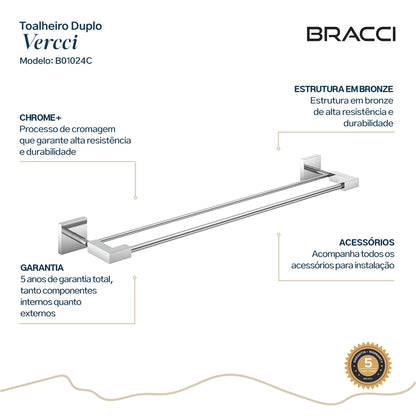 TOALHEIRO DUPLO CROMADO VERCCI