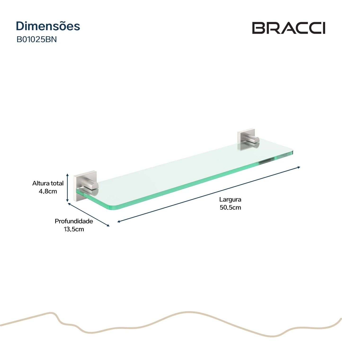 PRATELEIRA VIDRO AÇO ESCOVADO VERCCI