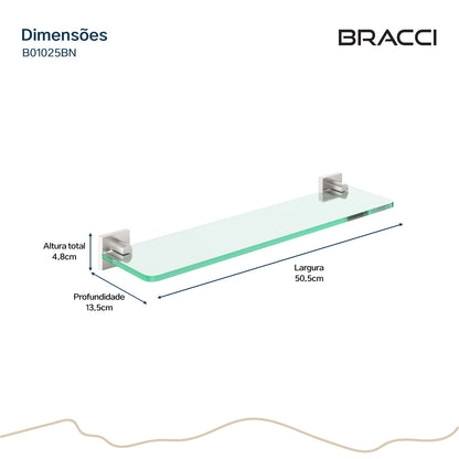 PRATELEIRA VIDRO AÇO ESCOVADO VERCCI