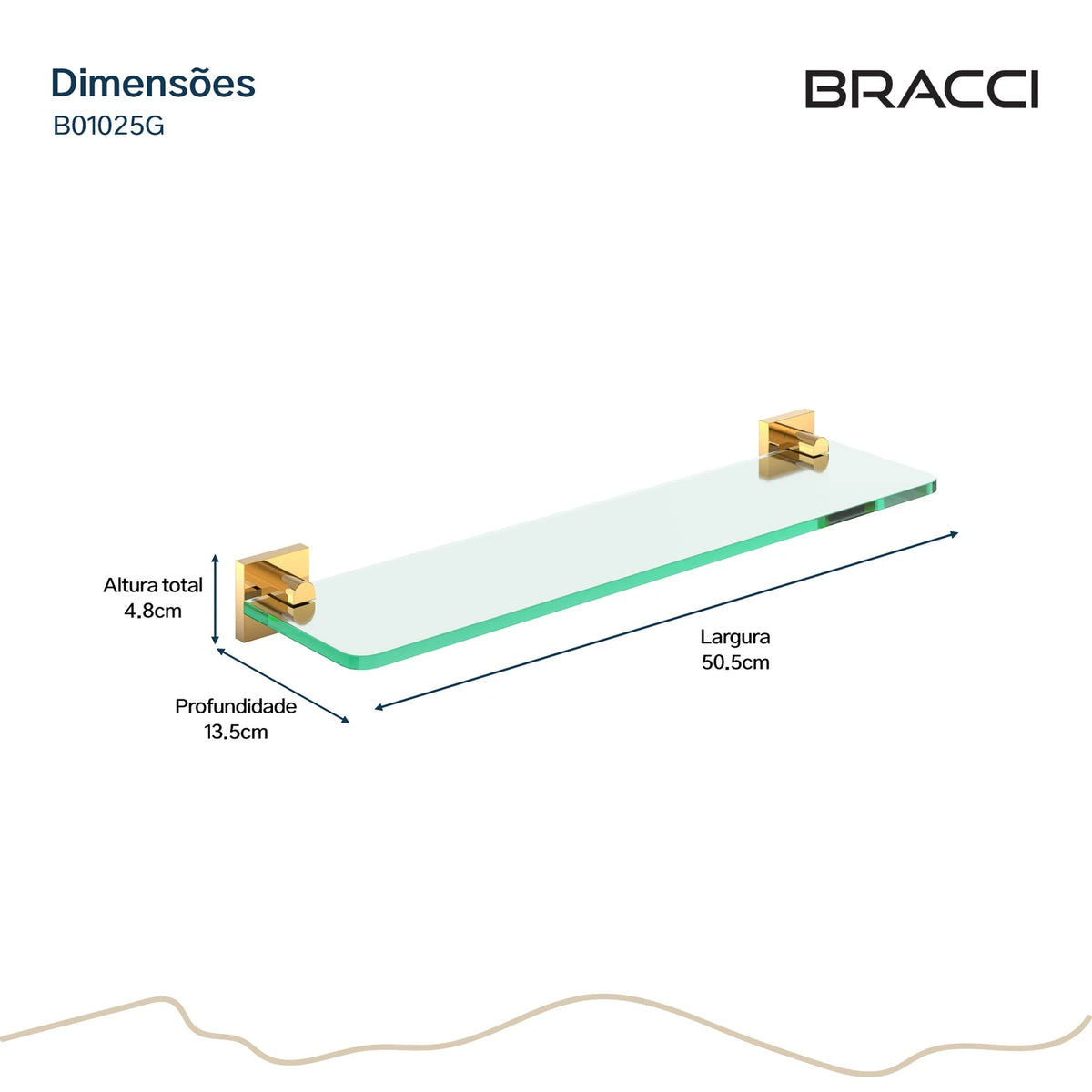 PRATELEIRA VIDRO DOURADO VENZA
