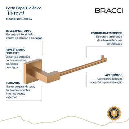 PORTA PAPEL HIGIÊNICO ROSE ESCOVADO VERCCI