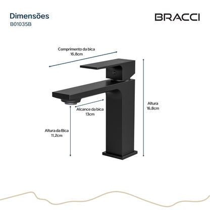 TORNEIRA MONOCOMANDO Q/F VERCCI SLIM BAIXO PRETO