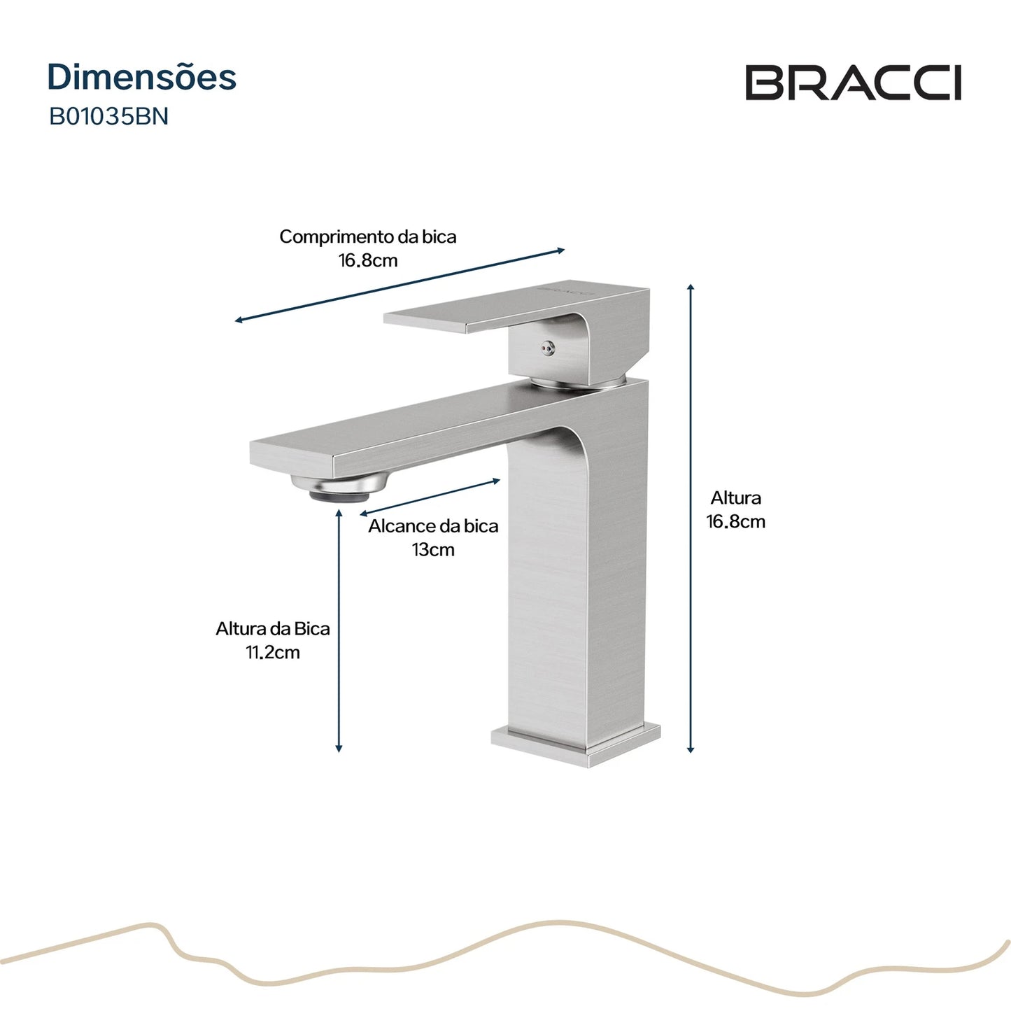 TORNEIRA MONOCOMANDO Q/F VERCCI SLIM BAIXO AÇO ESCOVADO
