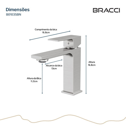 TORNEIRA MONOCOMANDO Q/F VERCCI SLIM BAIXO AÇO ESCOVADO