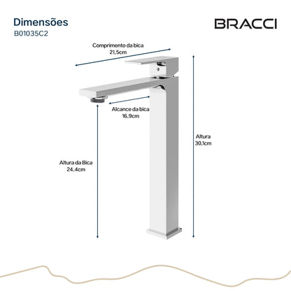 TORNEIRA MONOCOMANDO Q/F VERCCI SLIM ALTO CROMADO