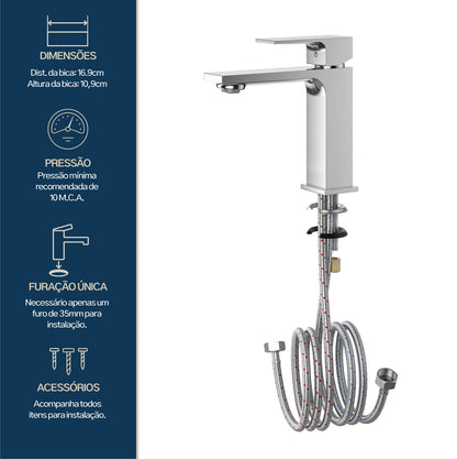 TORNEIRA MONOCOMANDO Q/F VERCCI SLIM BAIXO CROMADO
