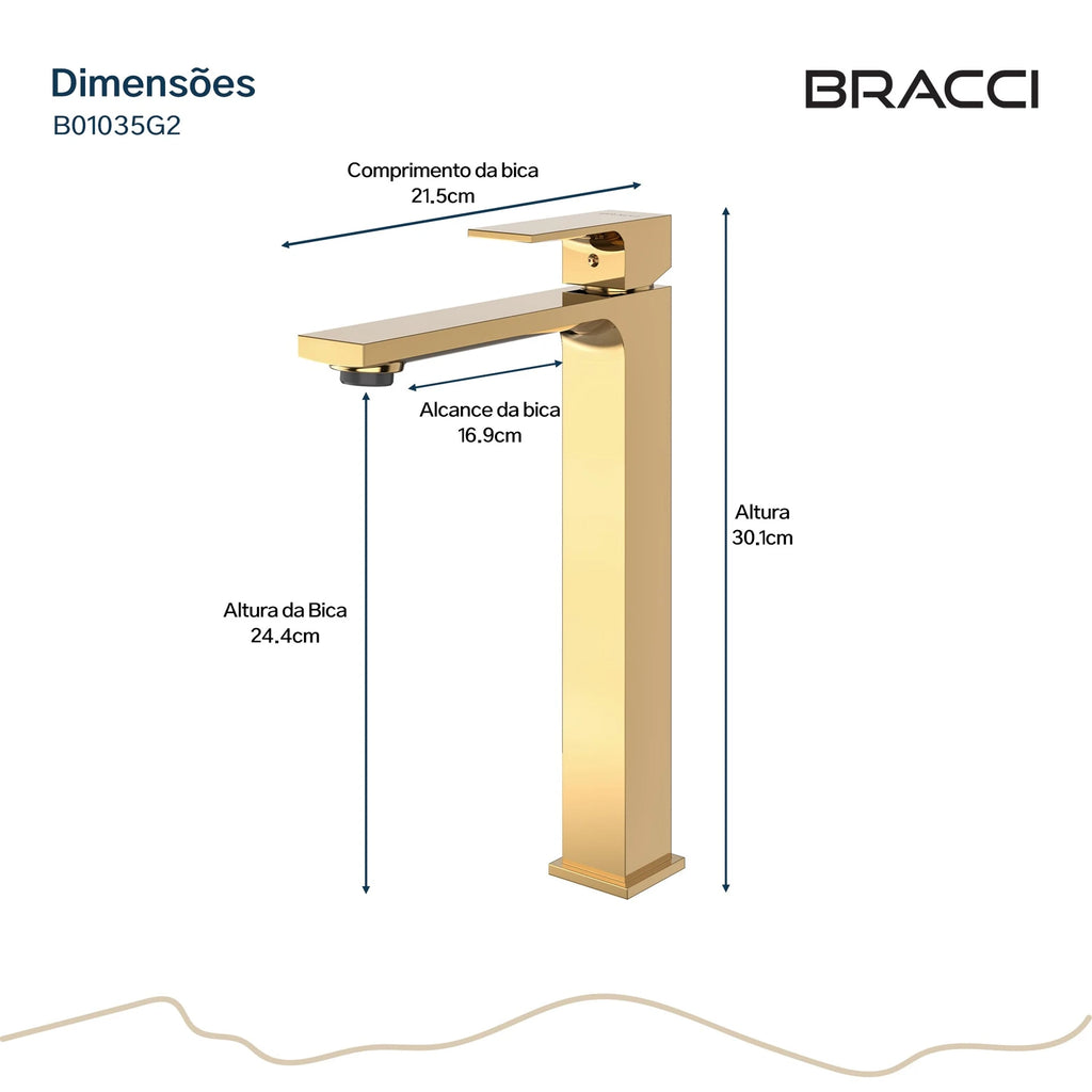TORNEIRA MONOCOMANDO Q/F VENZA SLIM ALTO DOURADO